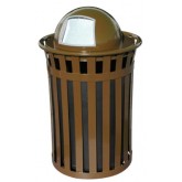WITT Oakley Collection Outdoor Waste Receptacle with Dome Top - 50 Gallon, Brown